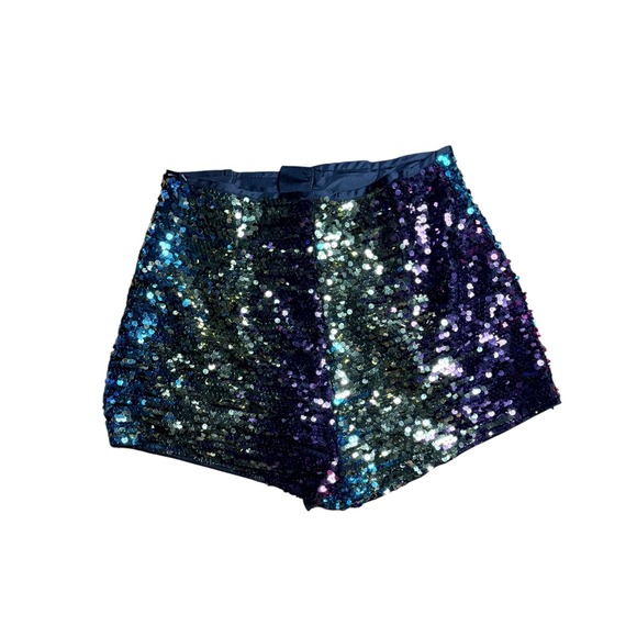 Unbranded Pants - Womens High Waisted Sequin Hot Pants Teal Gold Purple Festival Rave Shorts M